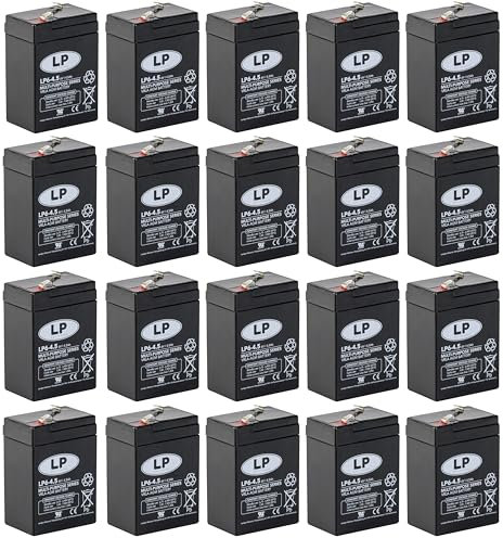 Landport Wiederaufladbare Batterie, 6 V, 4,5 Ah (20 Stunden/Down), für Sicherheit, VRLA-Technologie, AGM/Modell NSA LP6-4.5 T1, Box mit 20 Stück