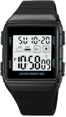 Herrenuhren Chronograph Elektronische Sportuhr aus Silikon für Herren, für den Alltag oder das Training Herren GroBes Display (Black, 23x3.6cm)