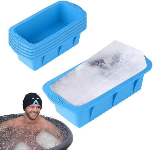 Rppiup 6 Pack Large Ice Cube Moulds for Ice Bath & Cold Plunge, Thickened Silicone Giant Ice Block Maker for Coolers, Camping & Recovery, Reusable Extra Large Ice Tray with Easy Release, 2.5lbs Each