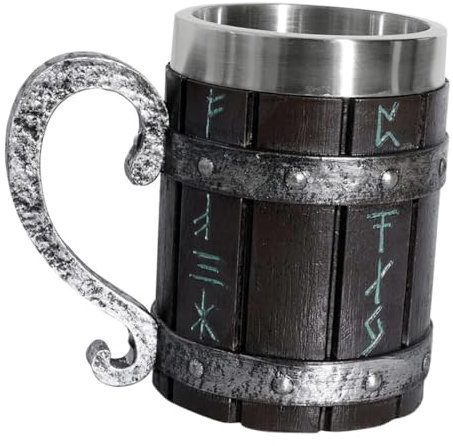 HOLIDYOYO Jarras De Cerveza Jarra De Cerveza De Roble Grande, Taza De Café Con Acero Inoxidable, Tazas Para Café/Bebidas/Jugo Para Hombres