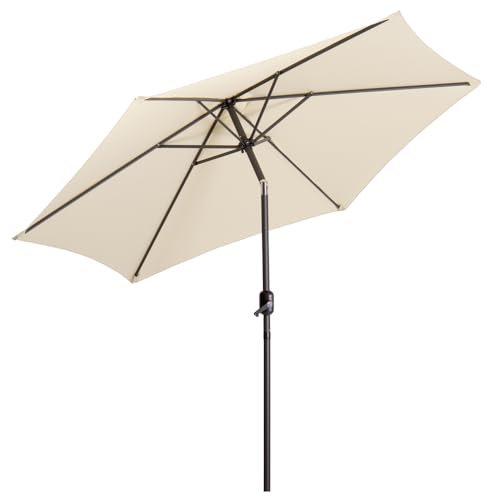 LOLAhome - Parasol inclinable de Ø300 cm, Beige, mástil Ø38mm de aluminio Gris, con Antiviento y Manivela, Elegante y Duradero, tratamiento Anti-corrosión, Para Exterior, Jardín, Terraza