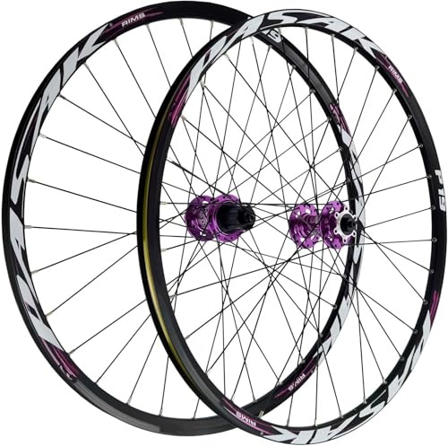 NBTRXWAFR 26/27.5/29-Zoll-MTB-Laufradsatz Scheibenbremse Schnellspanner Mountainbike-Laufräder Alu-Legierung Doppelschicht-Felge Vorder- Und Hinterrad Für 7-12 Gang Kassette 32 Löcher,Lila,26inch
