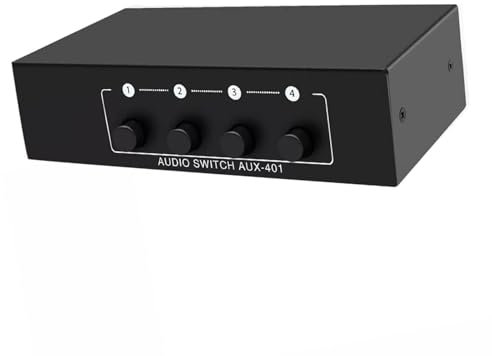 4-in-1-Out-Audio-Switch-Box, 3,5 mm AUX RCA L/R Audio-Umschalter A/B Analog-Audio-Umschalter