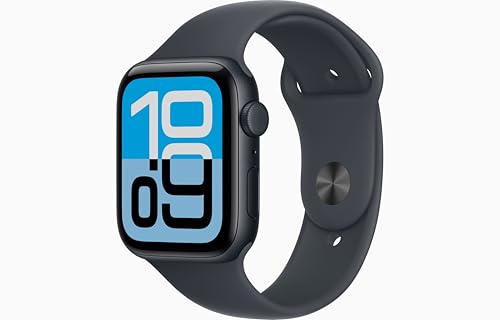 Apple Watch SE 3 [GPS, 44mm] Cassa Mezzanotte in Alluminio con Cinturino Sport Nero, M/L (Ricondizionato)