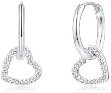 Loutade Ohrringe Silber 925 für Damen, 925 Sterling Silber Ohrringe Creolen | Hypoallergen Leichte CZ Creolen Silber 925 Hängend, Huggie Creolen mit CZ Anhänger Ohrhänger Geschenke für Mädchen Frauen