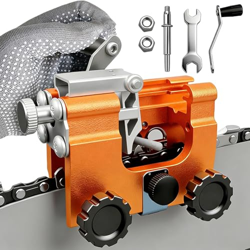 ProfiSaw Chain Sharpener, Portable Hand Cranks Chainsaw Sharpener Kit, Chain The Precise Universal Sharpener for All Chainsaws| Razor Sharp in Minutes| Orange