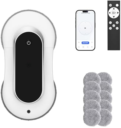 VOKAIS Kozenix's Robot Lavavetri Automatico Lavavetri Elettrico per Finestre con Doppio Spruzzo d’Acqua, 3000 Pa, AI Percorso Intelligente, Pulitore Vetri Finestre e Piastrelle Include 12 Panni