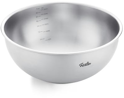 Fissler Essential Edelstahl-Schüssel 24 cm, 3 L – große Schüssel aus Edelstahl 18/10 mit Mess-Skala, satinierte Oberfläche, stapelbar