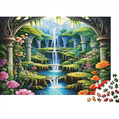 Geheimer Garten Wasserfall 1000 Teile Puzzle Puzzle für Erwachsene Naturlandschaft Familienspiel Puzzle Entspannung Wohndeko 70x50cm/1000pcs