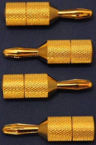 Spade to Banana Speaker Cable Adapters - Gold Plated (thick 3u) - Audiophile Quality - 4pk
