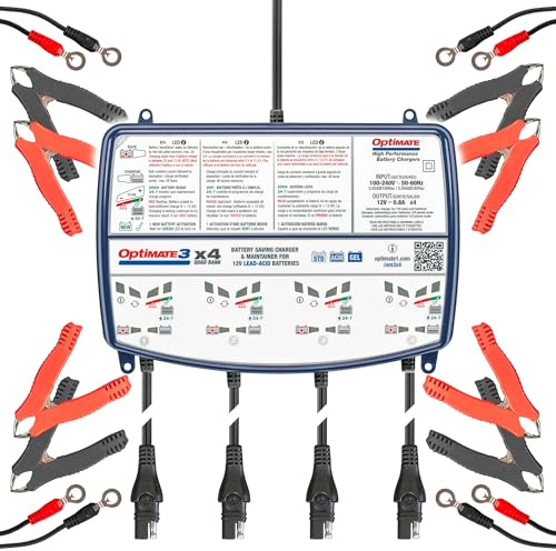 OptiMate3 Lot de 4 chargeurs de Batterie pour Batteries au Plomb-Acide 12 V 0,8 A