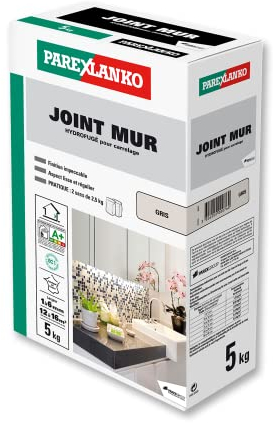 Parexlanko, Joint Mur, Joint hydrofugé pour carrelage (1 à 6mm), Gris, 5kg