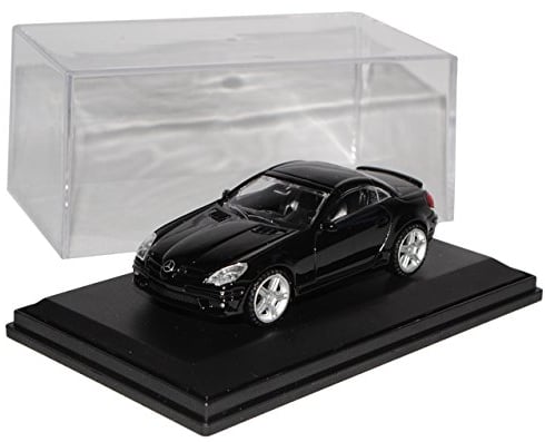 Unbekannt Mercedes-Benz SLK 55 AMG Coupe Schwarz R171 2004-2011 mit Sockel und Vitrine 1/43 Modellcarsonline Modell Auto mit individiuellem Wunschkennzeichen