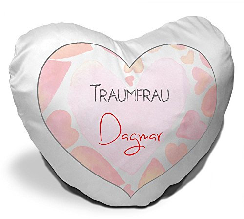 Eurofoto Herzkissen mit Namen Dagmar und schönem Motiv für die Traumfrau | Valentinstagsgeschenk | Kuschelkissen | Schmusekissen