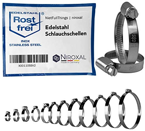 5 Stück rostfreie Schlauchschelle aus Edelstahl W4 V2A | Spannbereich Ø 80-100 mm = 8-10 cm | Bandbreite 12 - mm | Rohrschelle Schlauchklemme Sortiment DIN-3017