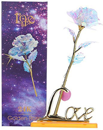 Radiant Everlasting Crystal Gold Rose, Fiore Artificiale colorato di Rose Unico Regalo Romantico per San Valentino, Anniversario, Festa della Mamma, Festa degli Insegnanti, Regalo di Compleanno