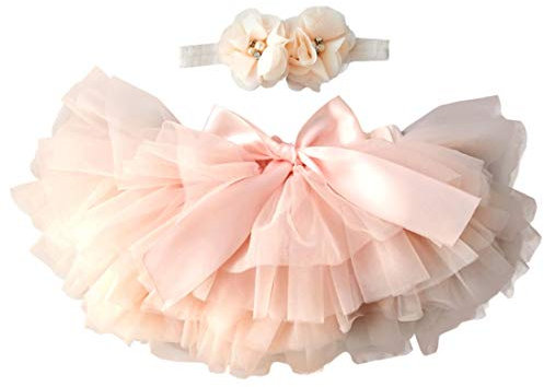 YONKOUNY Gonna Tutu Neonato Bambino Fotografia Prop Fascia Hairband Set Principessa Tulle Gonna per Compleanno Photography (Rosso Pesca, 6-12 Mesi)
