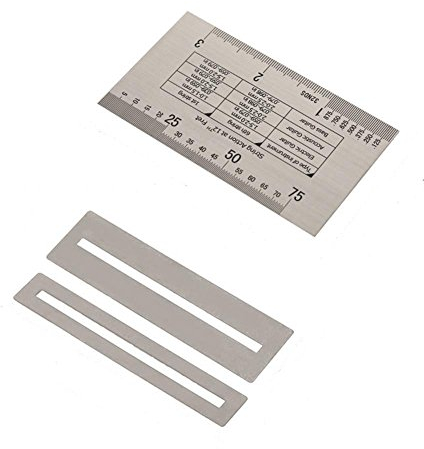 Double Sided String Action Ruler Stainless Steel Guitar String Gauge Tool with Fret Protectors Set for Electric Acoustic Bass Guitar