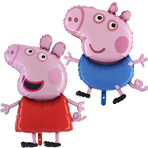 2er Set Peppa Pig und schorsch Luftballons Folienballon geeignet für Helium Geburtstagsdeko Party Dekoration Geburtstag deko luftballon