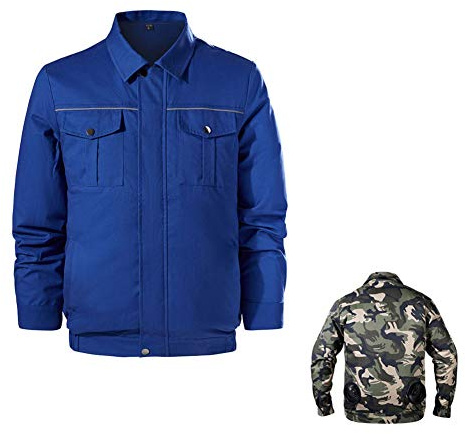 MNSSRN-MM Summer Cooling Overalls, Cooling And Air-Conditioning Clothing Men's Outdoor USB Charging Electric Welding Tooling Smart Fan Jacket,Blue,L