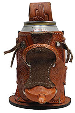 Needzo Dosenhalter für Bier, Gürtelschlaufe aus echtem Leder, tragbarer Getränkehalter, Westernholster, 340 ml, 16,5 cm