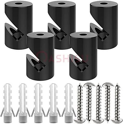 OASHISU Swag Pendant Hook 5 Pack Lamp Hook Black for Chandelier Ceiling Lights Cable Pendant Light Fixtures with Screws and Dowels Ceiling Wall Hanging