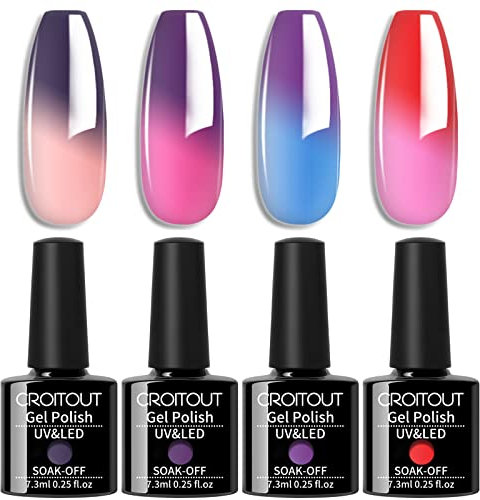 Croitout UV Gel Nail Polish, Colour Changing & Long Lasting, 4 x 7.3ml Gift Set