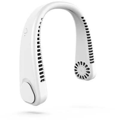 Jande Portable Neck Fan, Hanging Dual Cooling Fan, HandsFree Personal Fan Mini USB Rechargeable Fan for Home, Office and Outdoor Travel (White)