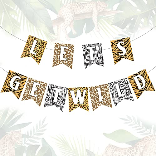 Let's Get Wild Banner Gepard Druck Banner Leopard Hang Girlande für Dschungel Safari Tier Geburtstag Jungle Party Dekorationen
