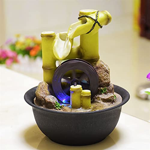 Fontaine Zen d'interieur de méditation Fontaine d'eau de table avec LED Lumières de cascade intérieur de cascade silencieux et relaxant Son sonne Home chanceux Feng Shui Waterscape Fontaine de jardin
