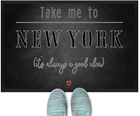 JUNIWORDS Fußmatte, Take me to New York (It's Always a Good idea), 60 x 40 cm, mit Gummirand