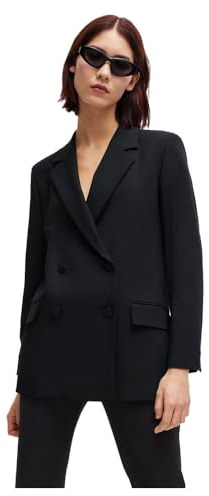 HUGO Damen Avani Zweireihiger Relaxed-Fit Blazer aus Stretch-Gewebe