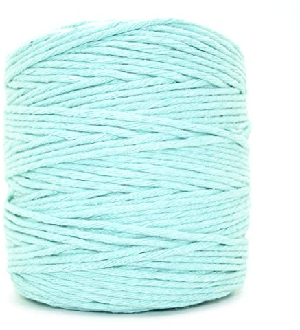 Premium Aqua Macrame Cord, 100 m / 328 ft of 5 mm Thick Natural Cotton Thread Yarn Macrame Rope for Wall Hangings, Plant Hangers, DIY Crafts, Home Decorations, Gift Wrapping (Reel)