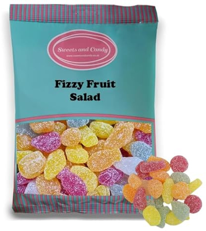 Sweets and Candy® VEGAN Fizzy Fruit Salad 1Kg | Vegan | Vegetarian and Veggie | 1 Kilo Bulk Sweets - Retro Fruity Fizzy Gummy Candies - Pick and Mix Share Size Bag - A Great Sweet Gift