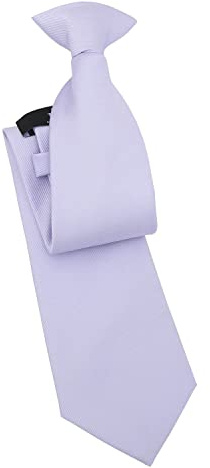 DQT Men's Plain Twill Wedding Formal Clip On Tie - Pastel Lilac
