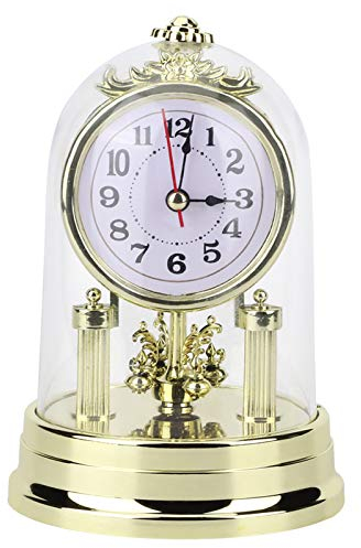 BuyWeek Tischuhr, Leise Tischuhr im Europäischen Stil Vintage Uhr Ornament für Zuhause Schlafzimmer Wohnzimmer Dekoration(Gold)