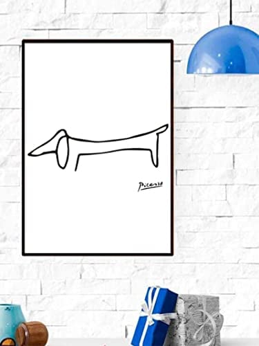 BIEMBI Pablo Picasso Der Dackel Hund Line Kunstdruck Leinwand Abstrakte Tiere Minimalistische Wandkunst Kinderzimmer Bar Büro Wohnkultur 20x30cm Rahmenlos