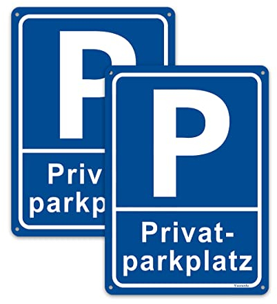 2 Stück PrivatParkplatz Schilder,Parken verboten Schild 30 x 20 cm aus dauerhaft Alu mit UV-Schutz Wetterfest