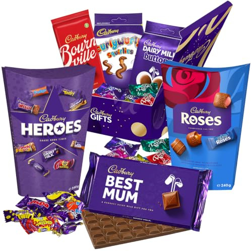 Cadbury Best Mum Chocolate Gift Box for Mother's Day, Birthdays or Just Because. Includes Heroes, Roses, Cadbury Dairy Milk, Bournville Dark Chocolate and more