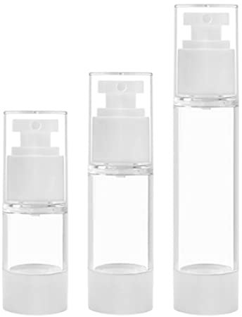 VONGLYHOO Moisturiser Pump Dispenser Airless Pump Jar Airless Pump Bottle Airless Pump Bottle Refillable Empty Vacuum Pump Cream Lotion Bottle Clear Cosmetic Container 15ml 3pcs