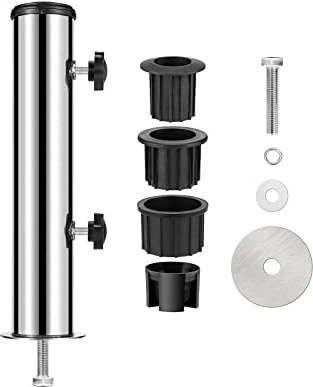 Ronyme Umbrella Stand Tube Patio Parasol Fits 6cm Post Marble Flag Pole Holder Umbrella Clamp Deck Steel for Courtyard Outdoor garden and beach Balcony, Single Hole Fixed