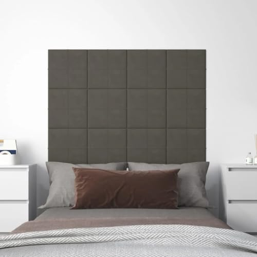 Bussandri Exclusive - Wandpaneele 12 Stk. Dunkelgrau 30x30 cm Samt 1,08 m²