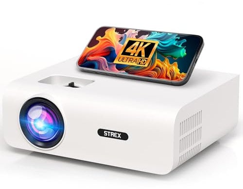 Strex Beamer - 1080P Full HD - 15000 Lumen - Drahtloses Streaming - WiFi - Bluetooth - Mini Beamer - Projektor