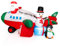 COSTWAY Aufblasbarer Weihnachtsmann im Hubschrauber, LED Weihnachtsdekoration mit Schneemann und Pinguin, Winterdekoration aufblasbar draußen, Weihnachten Deko für Hof, Garten und Rasen