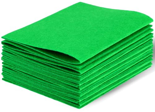 Felt Sheets Fabric, 7 x 11 Soft Felt Fabric for Crafts 10Pcs Halloween Christmas Fabrics Fall Felts for DIY and Sewing Projects (Green)