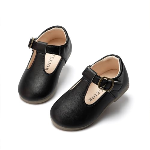CENCIRILY Girls Mary Jane T-bar School Shoes Toddler Patent Leather Uniform Dress Shoe Classic Princess Ballet Flat