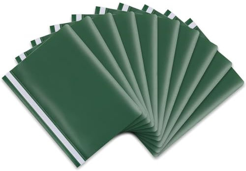 itenga 10er Pack Schnellhefter A4 Plastik stabil PP Kunststoff Sicht Hefter Mappe genarbt (grün)