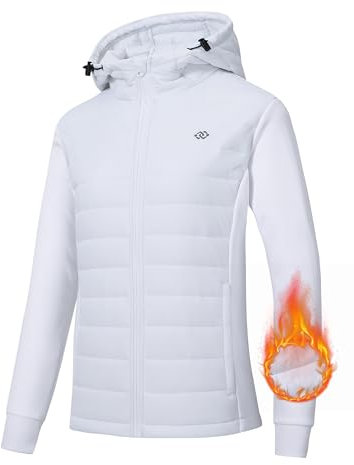 MoFiz Femmes Veste Mixte Randonnée Veste Softshell Chaude Camping Veste Course Sports Plein Air White EU XL