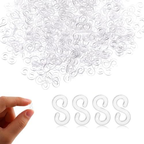 QEQSHQO 500 Stück Loom Bänder Zubehör, S Clips, Loom Bänder Verschlüsse Clips, Gummi Armband Basteln Anschluss, Plastik Gummibänder Für Armbänder Schmuck, Loom Bands Häkelnadeln (Weiße, Klar)