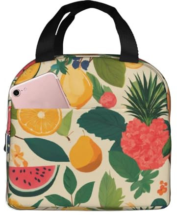 SABFWF Hojas Tropicales Y Flores - Lonchera unisex con aislamiento térmico de tela Oxford de alta densidad para adultos